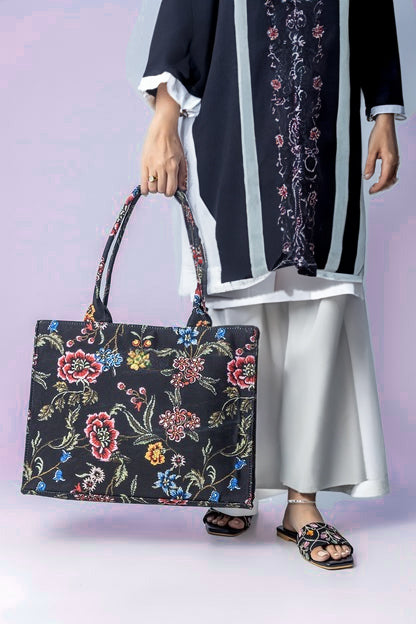 Fineur Canvas Tote Bag Black Multi