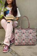 Fineur Canvas Tote Bags Pink Palm