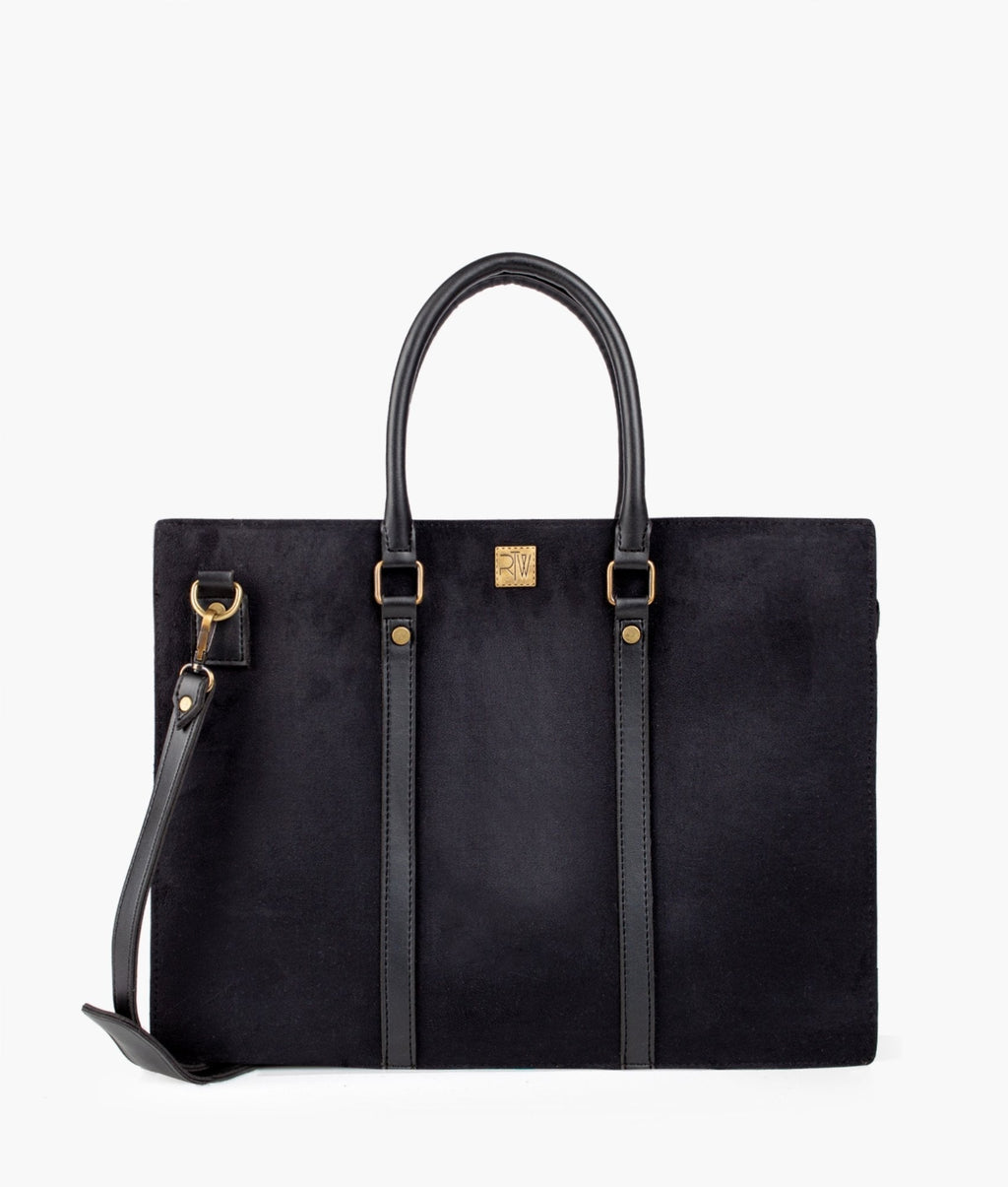 RTW Creation - Black suede laptop bag