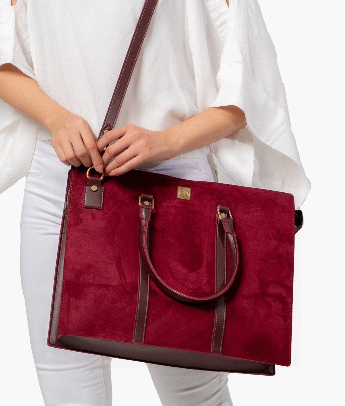 RTW Creation - Burgundy suede laptop bag