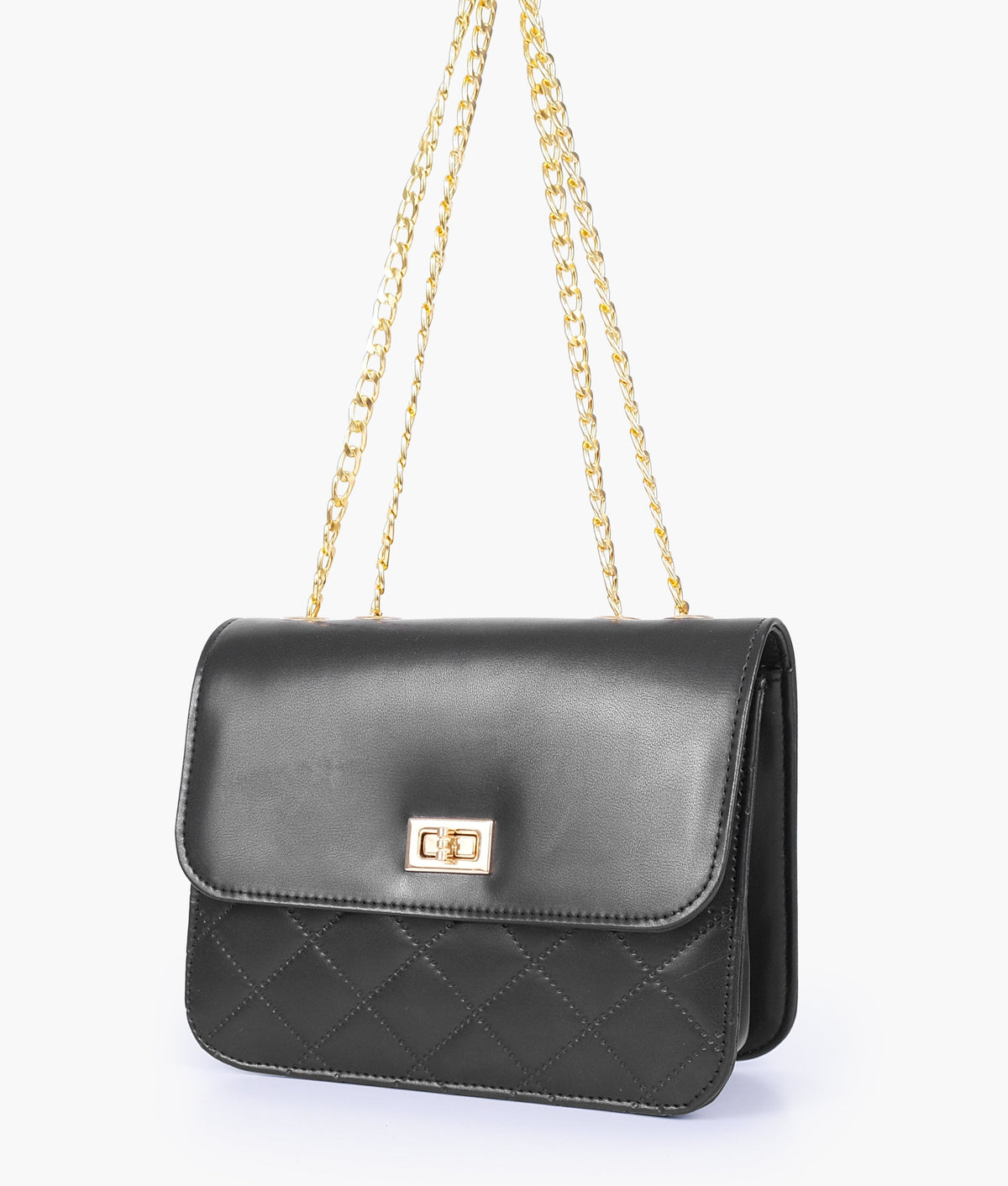 RTW Creation - Black quilted chain cross-body bag