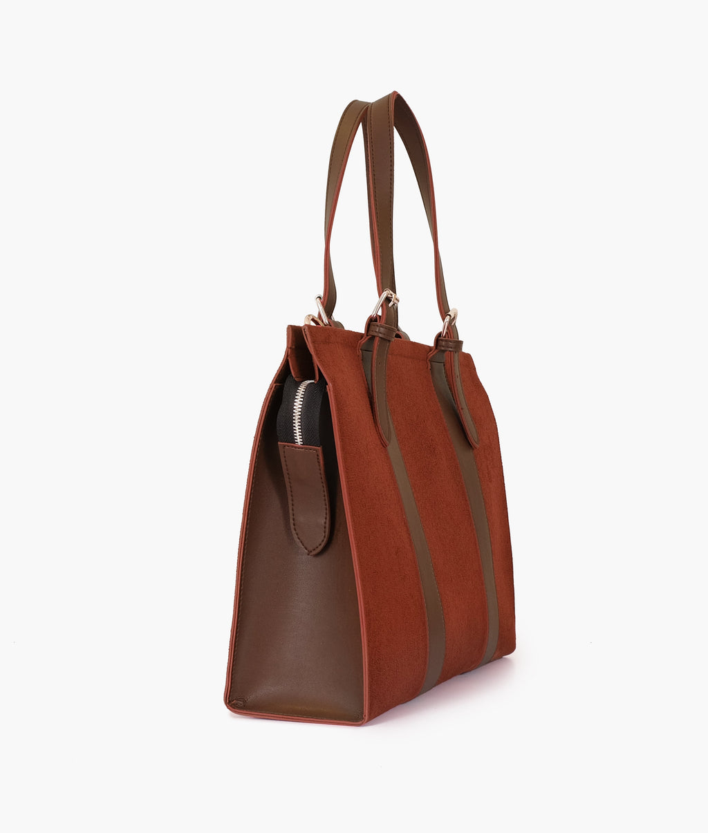RTW Creation - Dark brown suede laptop bag with sleeve