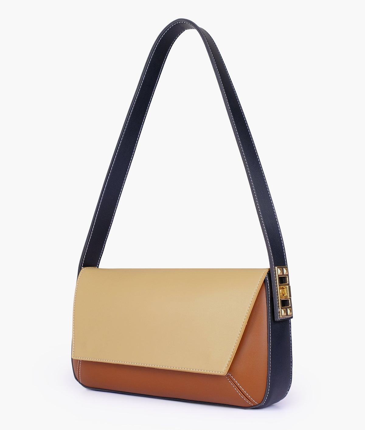 RTW Creation - Earthy color-blocking mini flap bag