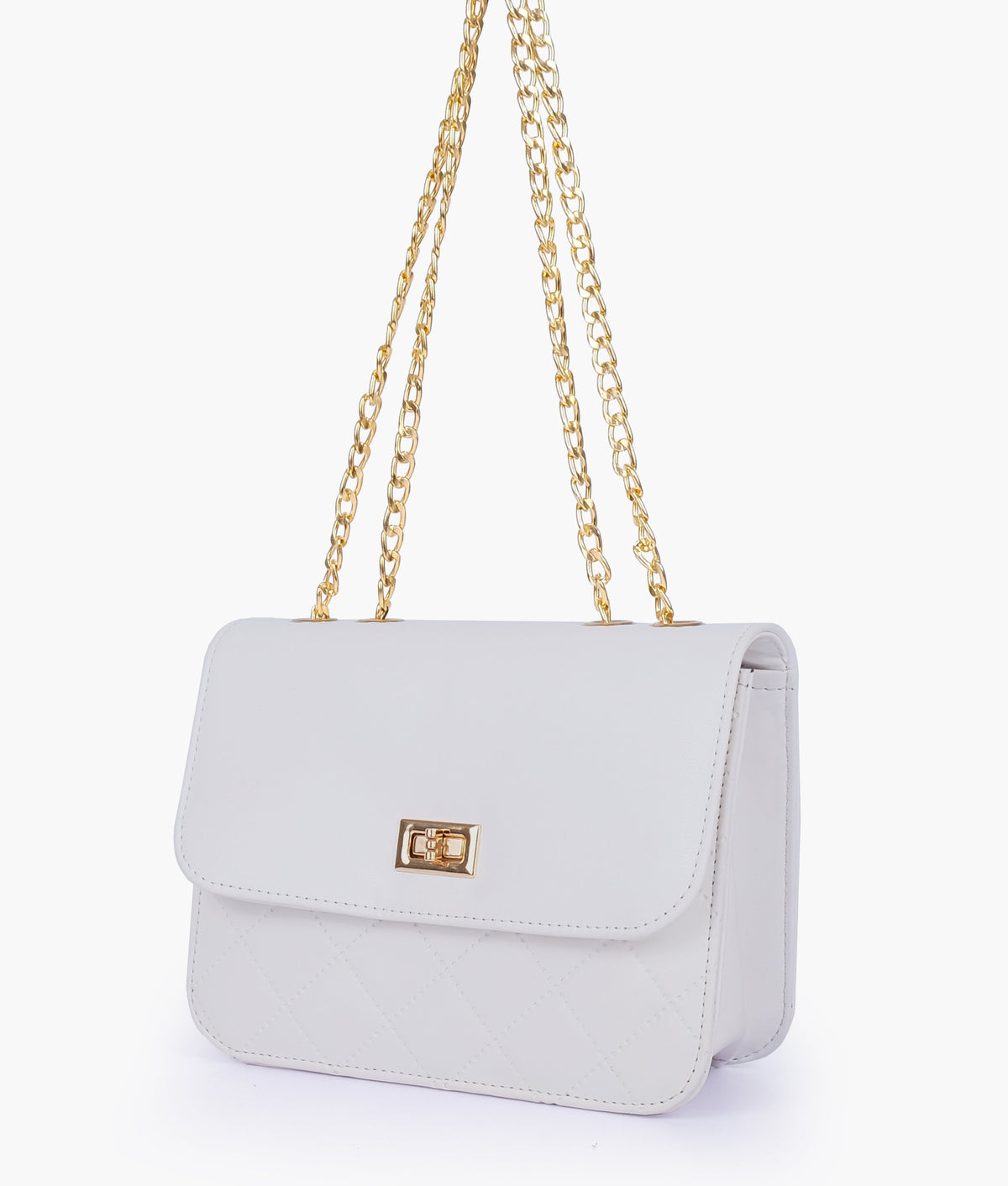 RTW Creation - White quilted chain cross-body bag